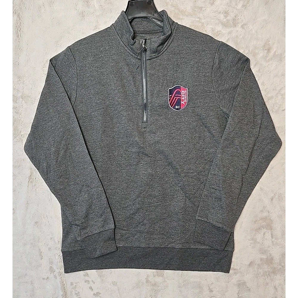 St. Louis City SC Antigua 1/4 Zip Pullover Sweatshirt Men's LARGE Charcoal